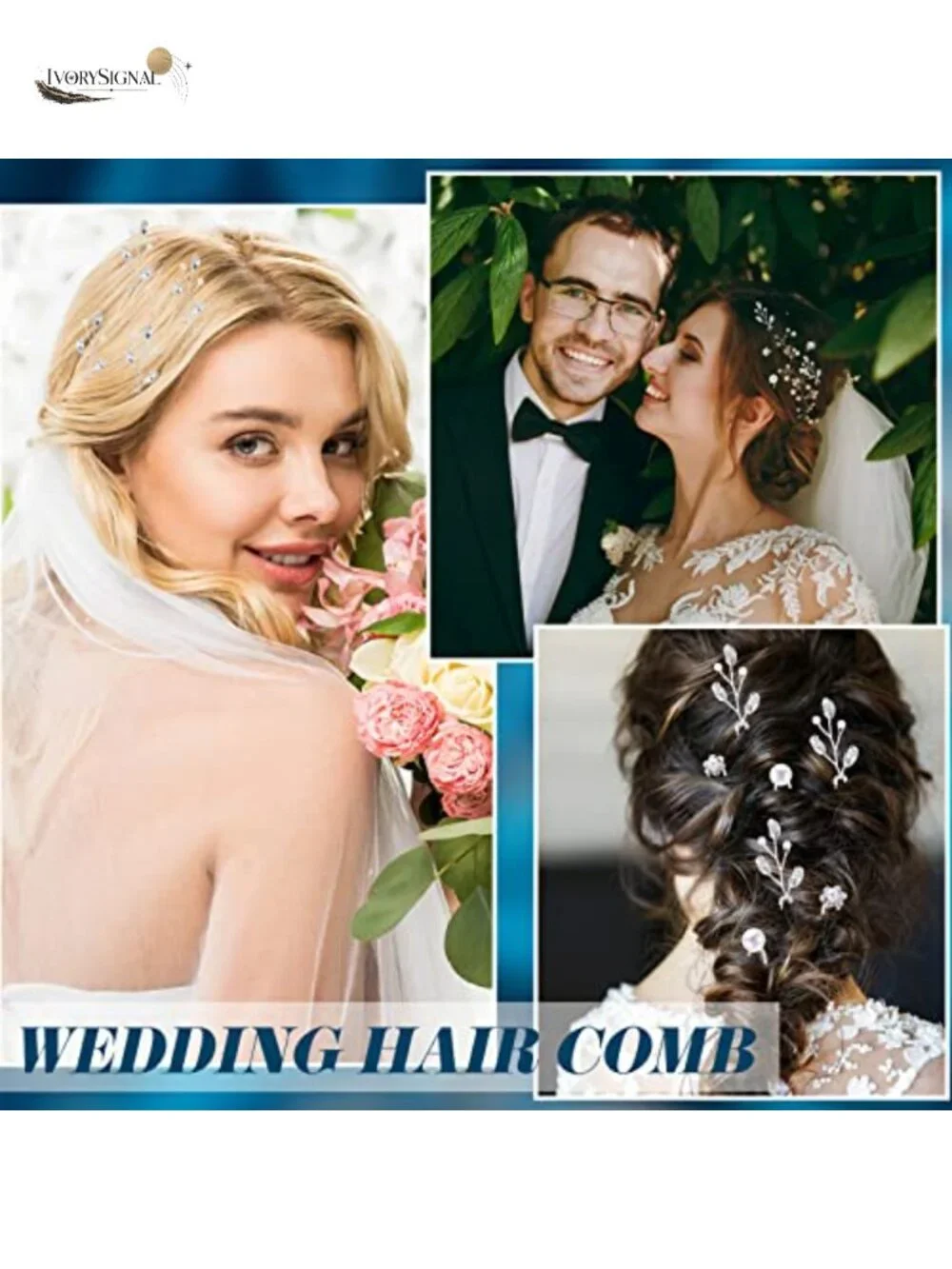 44 Pcs Faux Pearl Crystal Bride Hair Accessories Set Wedding Combs U Pins